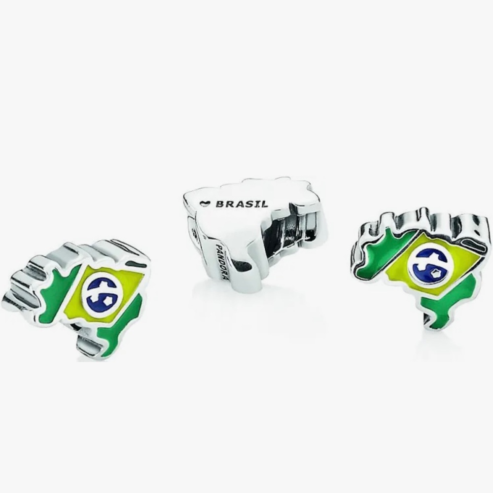 Rare Pandora Brazil Map/Flag - Enamel Charm